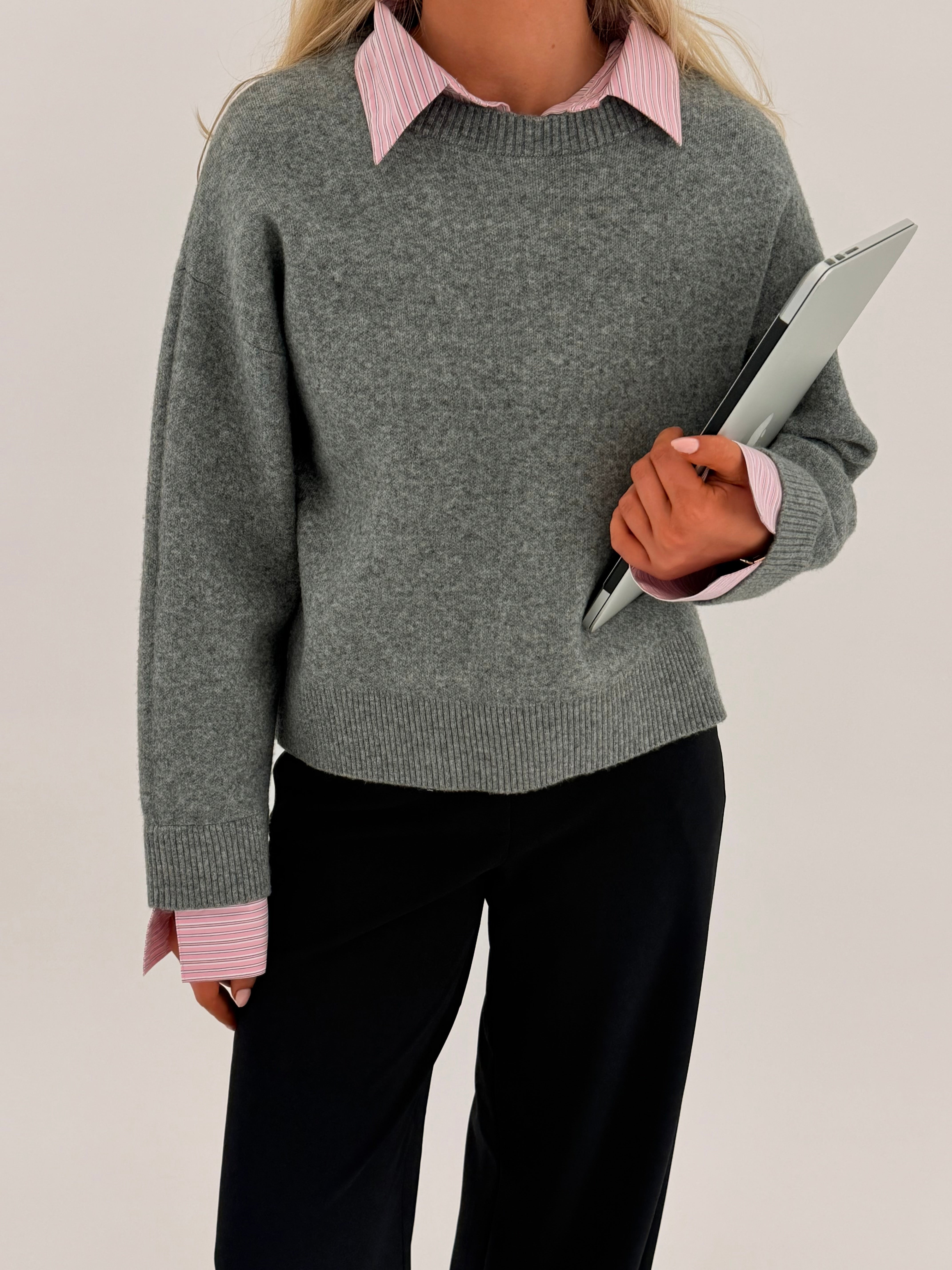 PCERIT KNIT - Medium Grey Melange